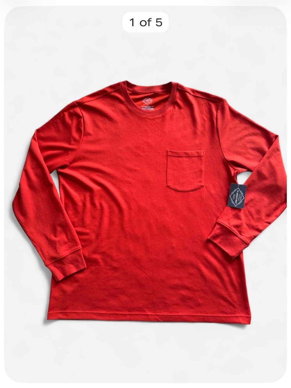 St. John’s Bay Men’s XL Bright Red Long Sleeve Pocket T-Shirt NWT